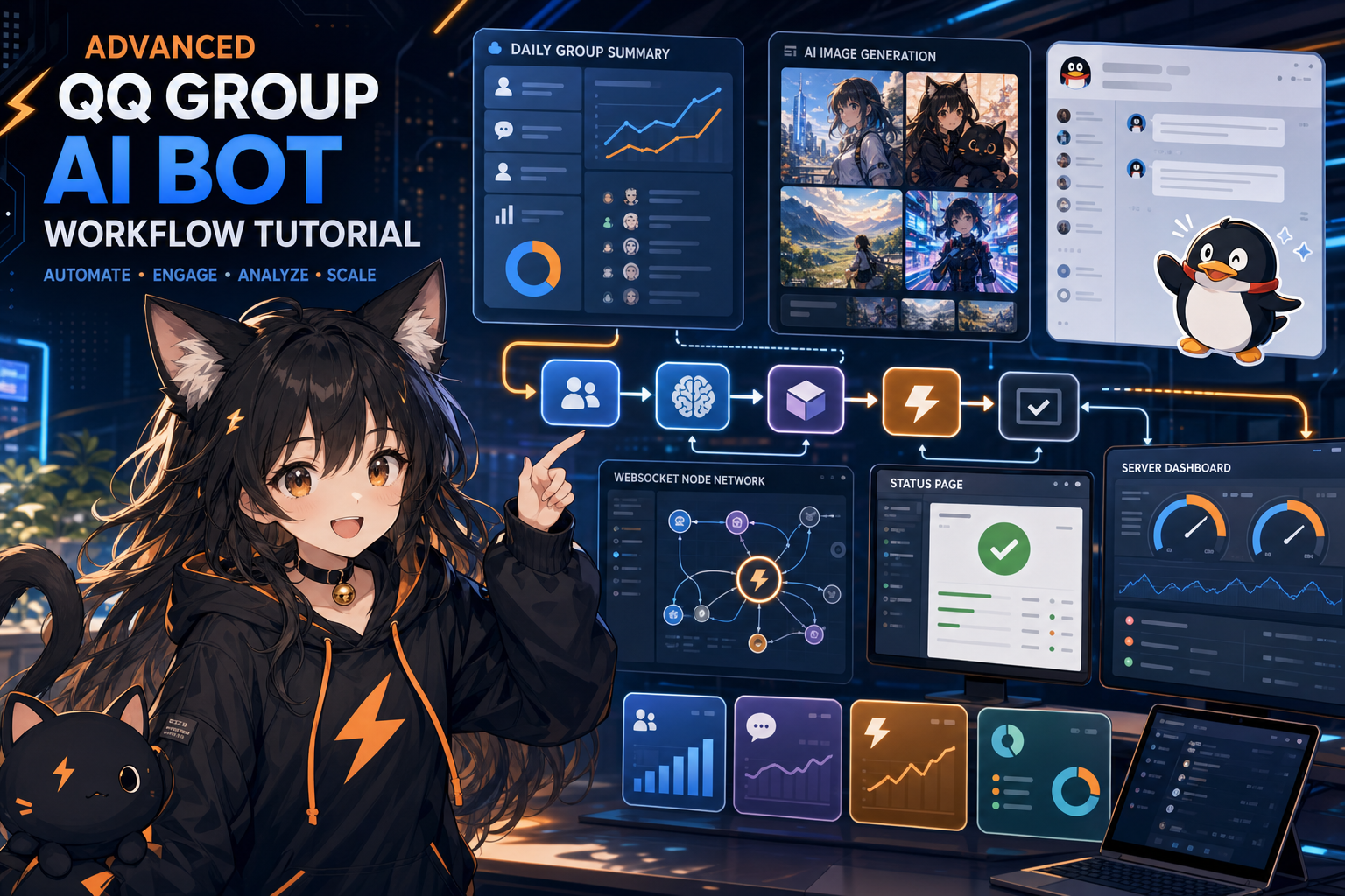 Advanced QQ Group AI Bot: Summaries, Image Generation, and Status Page Screenshots