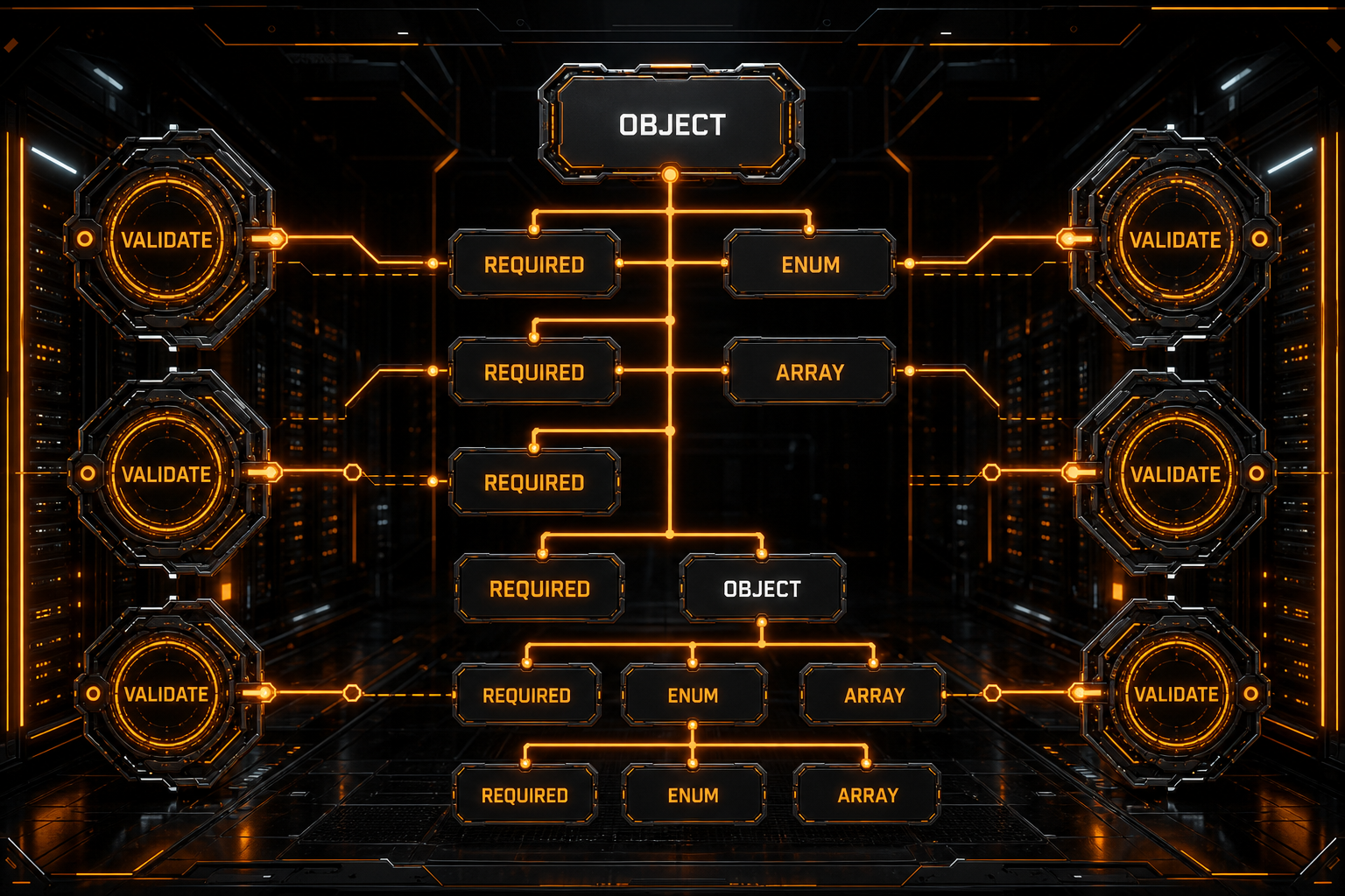 Object, required, enum, and array choices in a stable schema